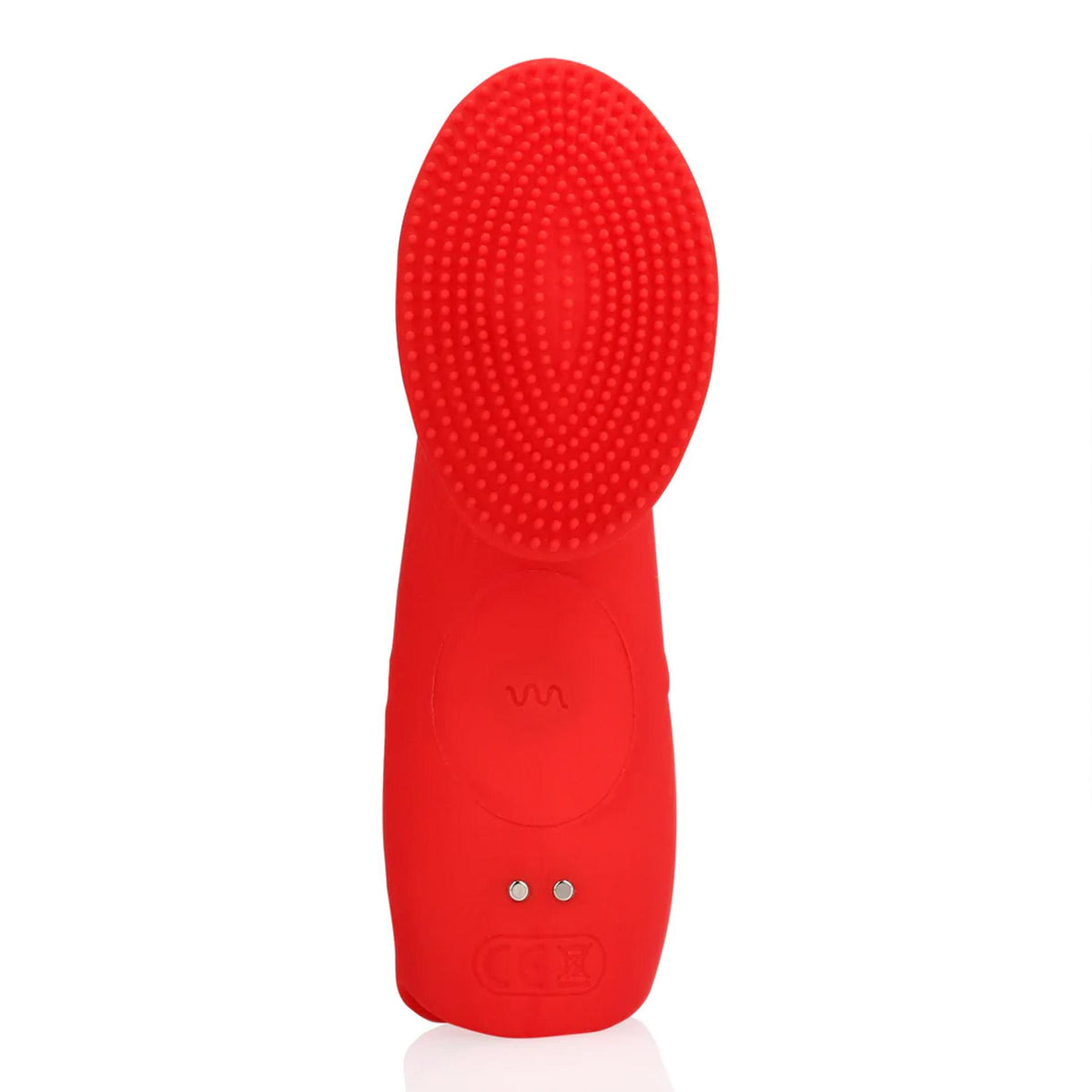 5-Mini wibrator na palec teksturowany Loveline czerwony 12 cm-5