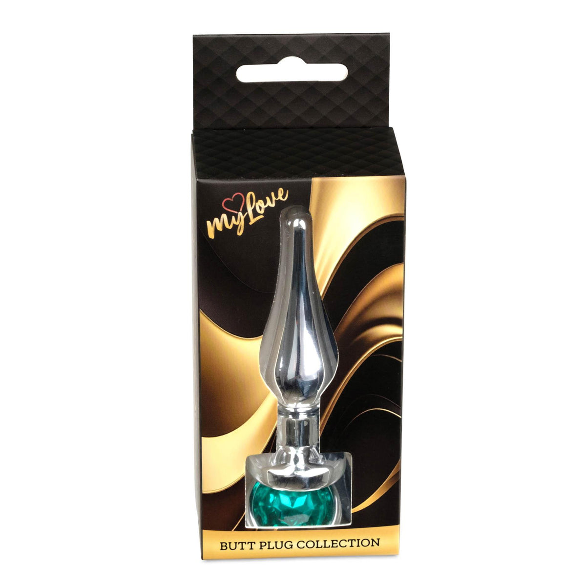 2-Biżuteria analna srebrna MyLove Toys zielona 9,5 cm-2