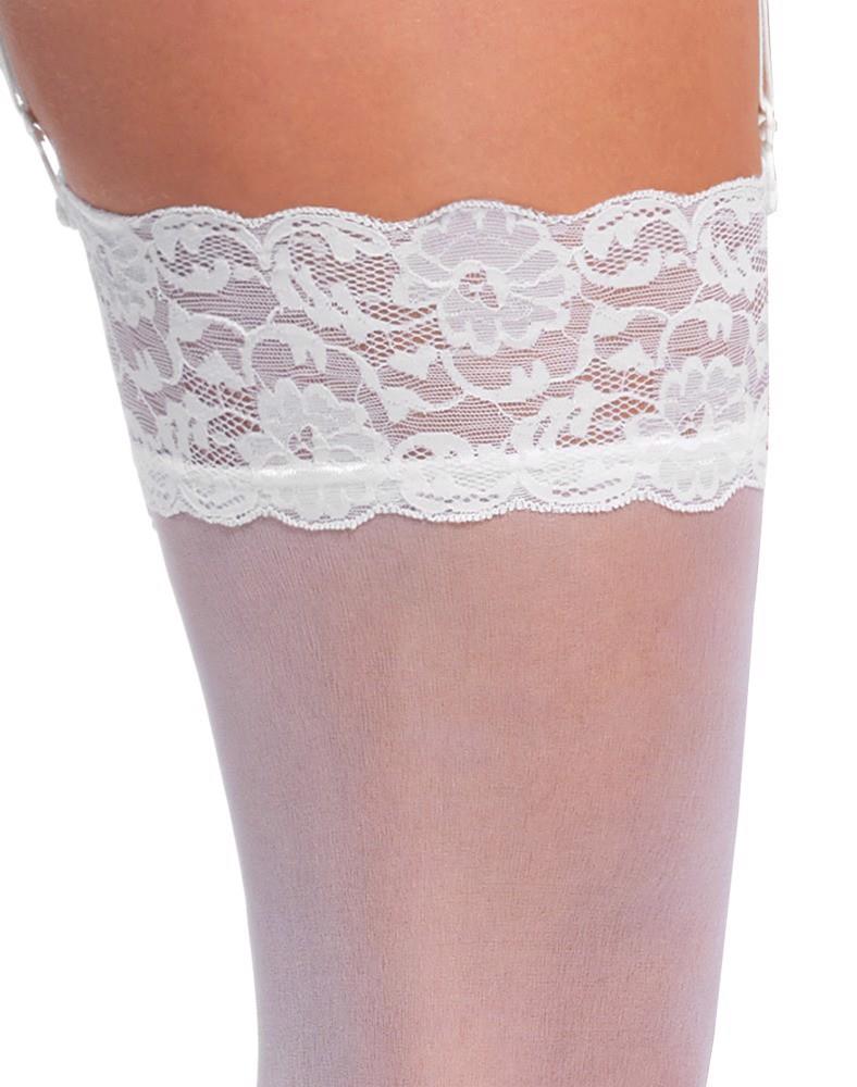 4-Pończochy Cottelli LEGWEAR białe z koronką L 20 den-4