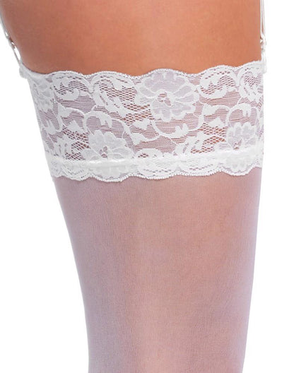 4-Pończochy Cottelli LEGWEAR białe z koronką L 20 den-4