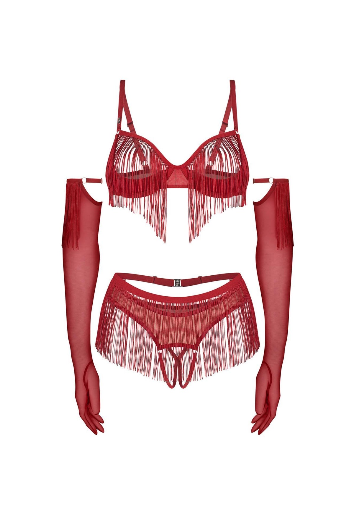 6-Komplet bielizny erotycznej otwarty Obsessive Rossay Red S/M-6