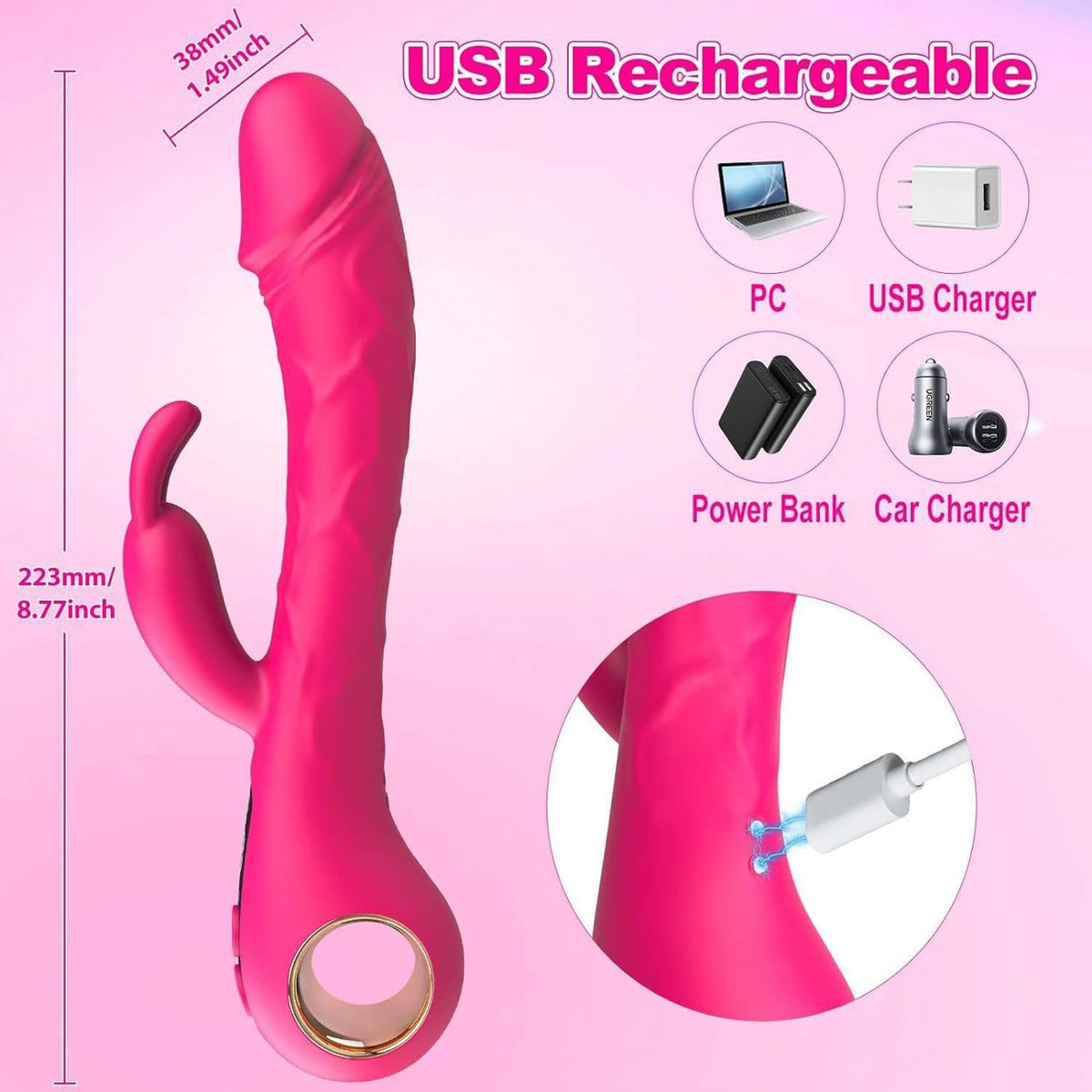6-Wibrator króliczek punktu G B-Series Cute silikonowy USB 22 cm-6
