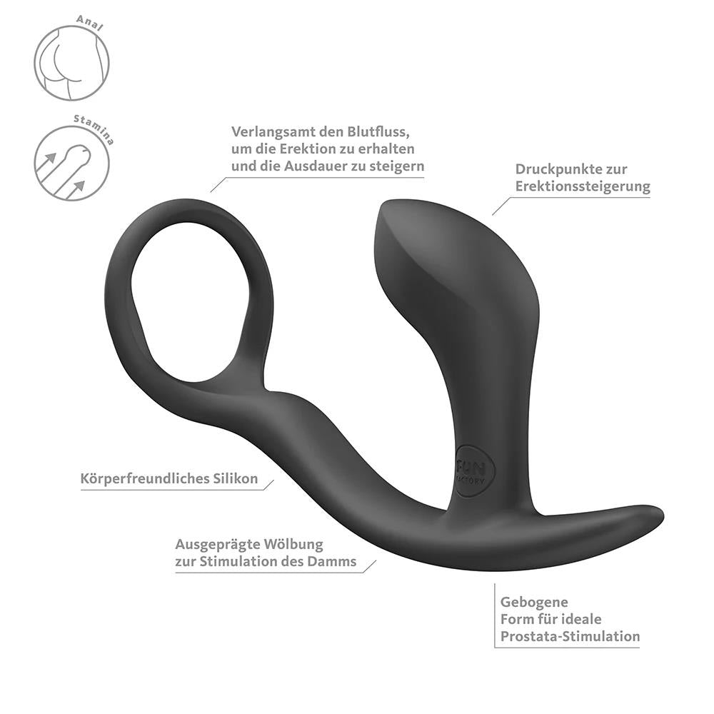 5-Pierścień erekcyjny z masażerem prostaty Fun Factory Bootie Ring czarny-5