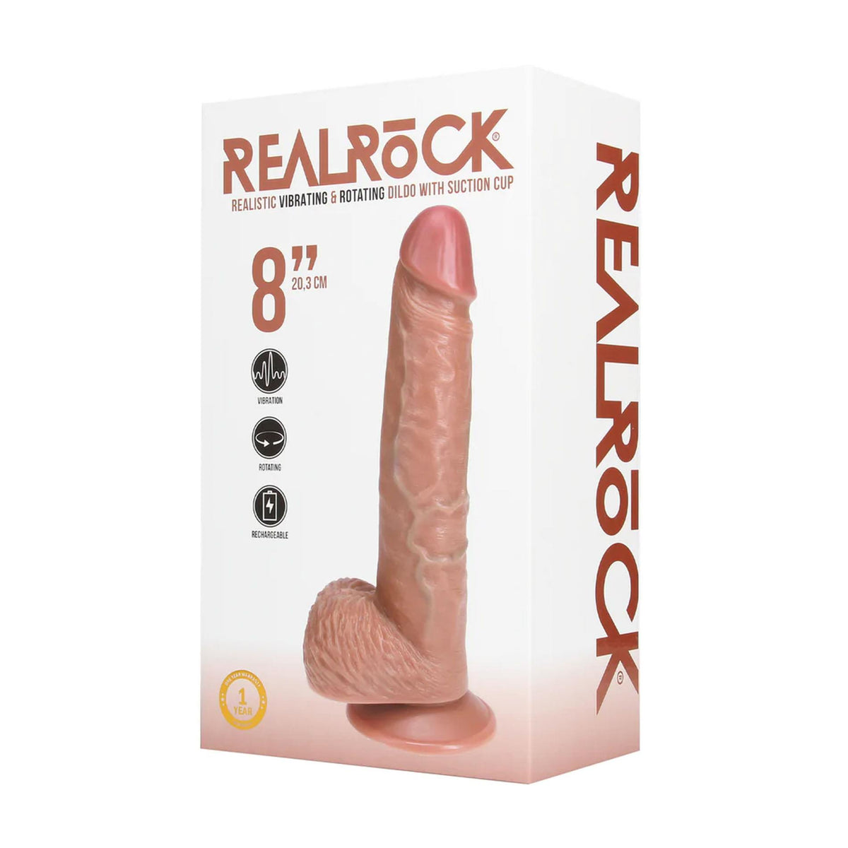 1-Realistyczny wibrator rotujący z jądrami RealRock beżowy 20,5 cm-1