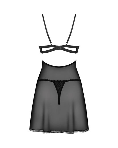 3-Babydoll Obsessive Nutris koronkowy z stringami M/L-3
