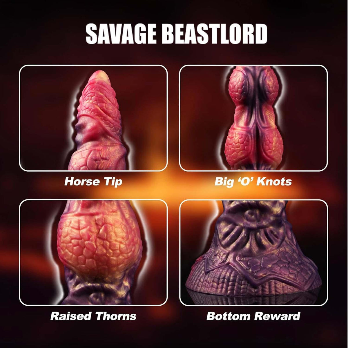 3-Dildo silikonowe pofalowane Savage Beastlord 24 cm Power Monsters-3