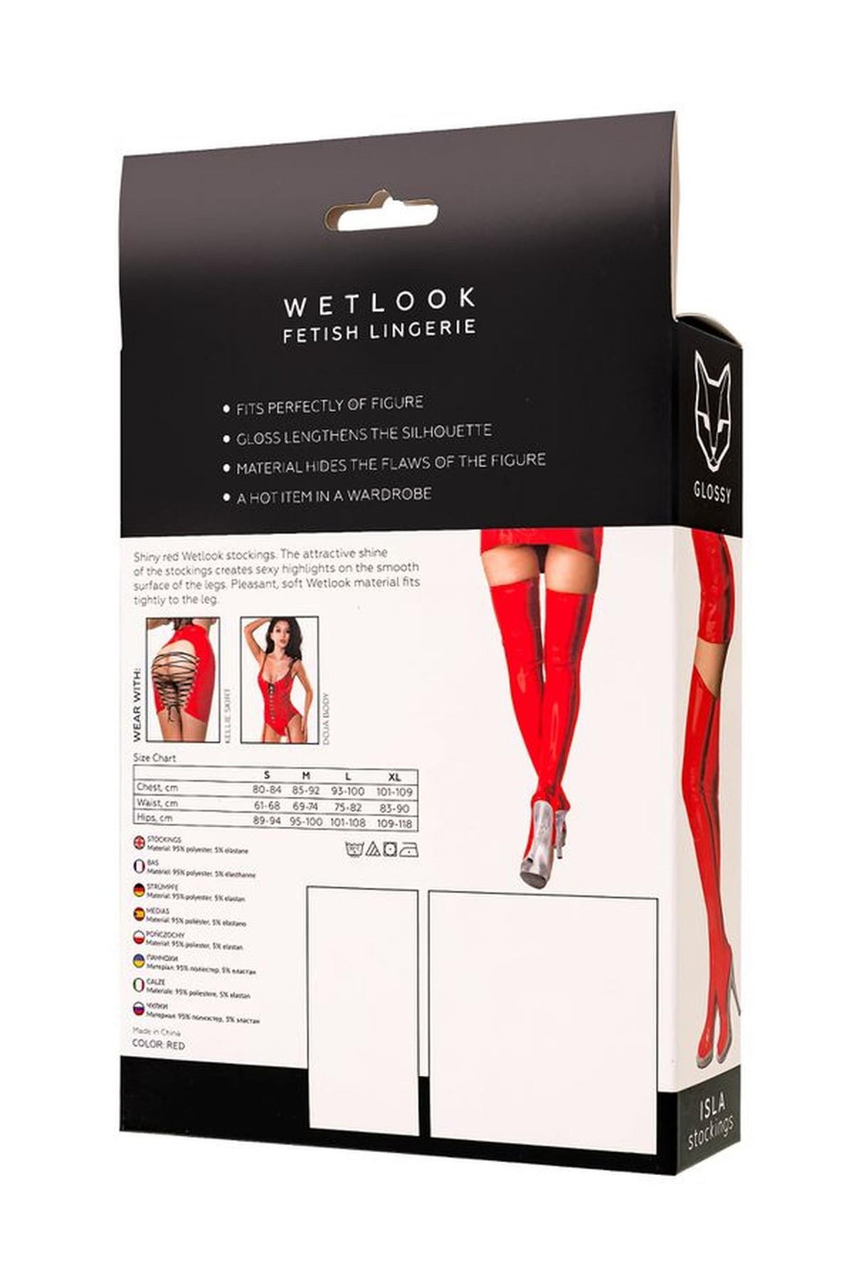 4-Pończochy Wetlook Glossy Isla czerwone XL-4