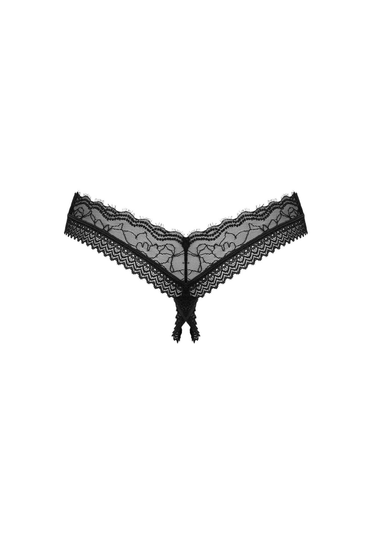3-Stringi otwarte koronkowe Obsessive Medilla czarne XS/S-3
