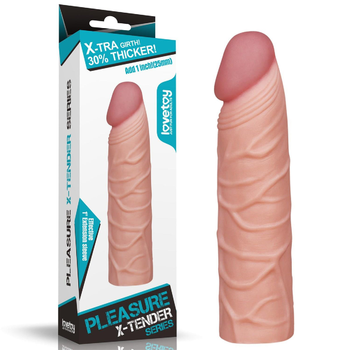 5-Add 1"" Pleasure X Tender Penis Sleeve Flesh-5
