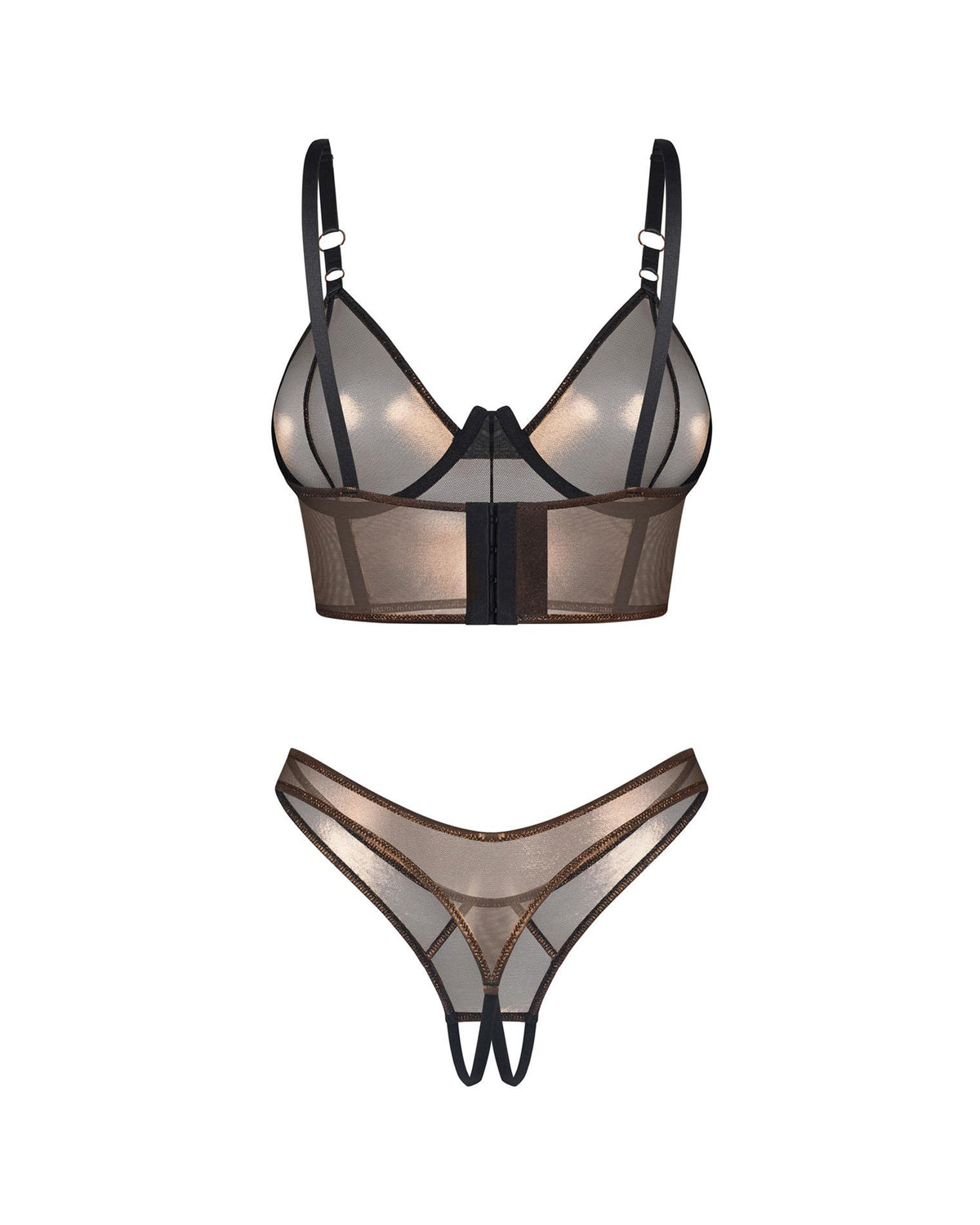 6-Komplet Obsessive Soranna top i stringi otwarte złoty L/XL-6