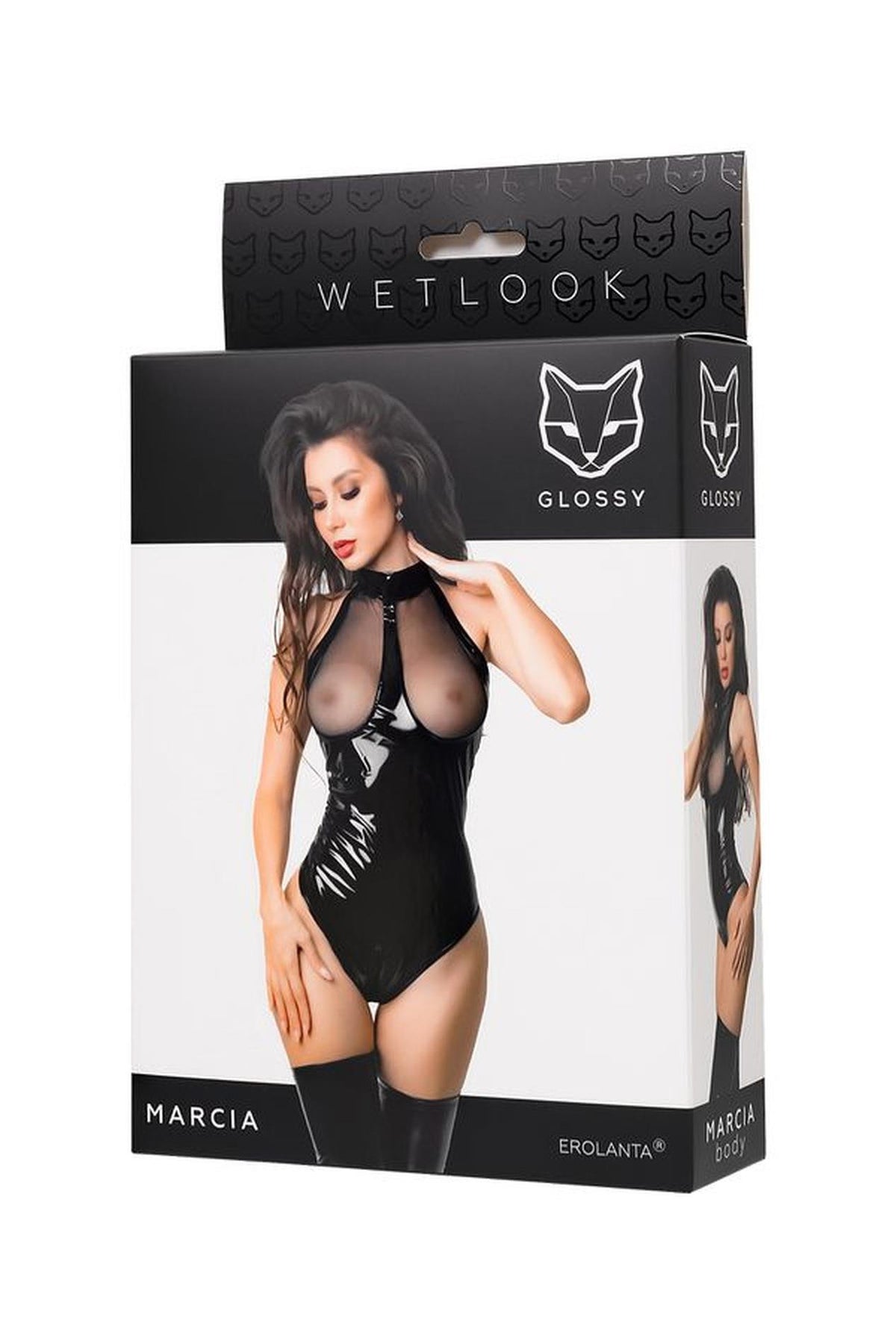 1-Body wetlook Marcia Glossy czarne S-1
