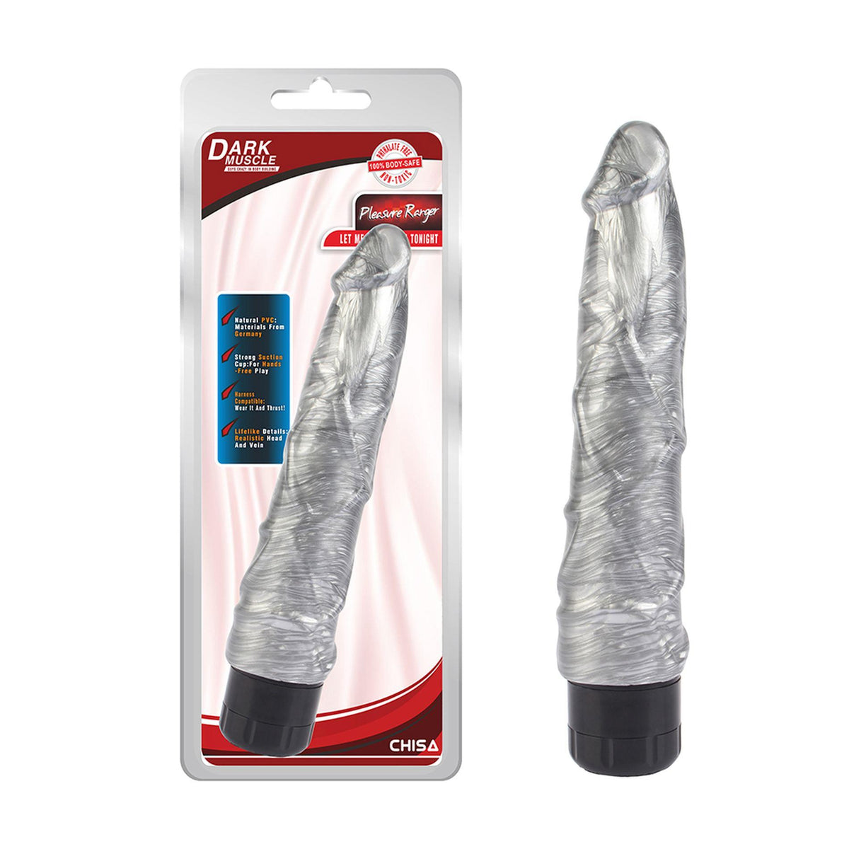1-Realistyczny wibrator Pleasure Ranger srebrny DarkMuscle 22,5 cm-1