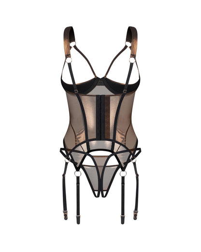 1-Gorset i otwarte stringi Obsessive Soranna złoty L/XL-1