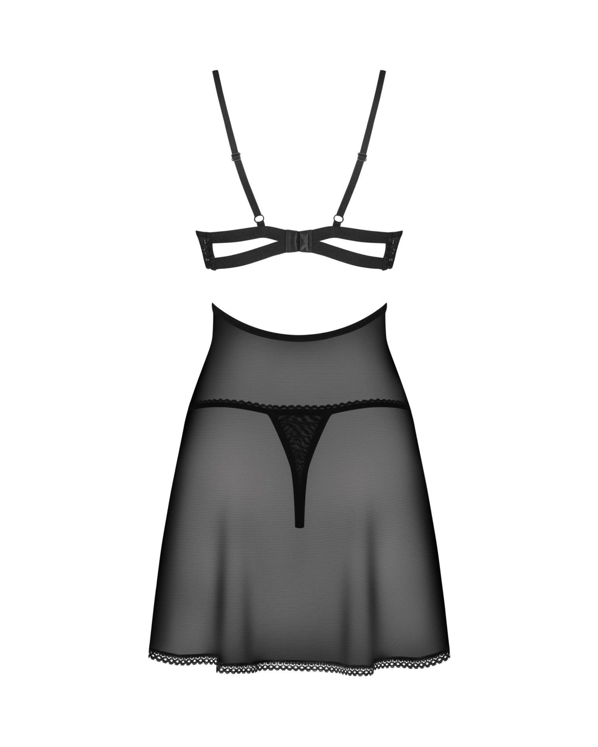 5-Babydoll koronkowy transparentny z fiszbinami i stringami Obsessive XL 2XL-5