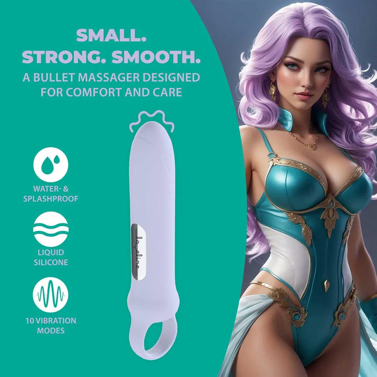 5-Wibrator z silikonową pętlą Loveline lawendowy 12,6 cm-5