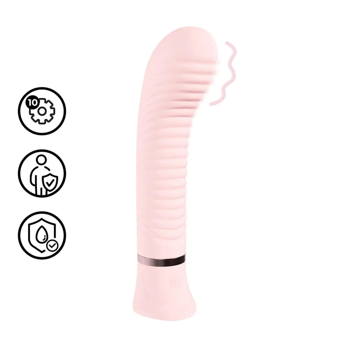 4-Wibrator punktu G żebrowany silikonowy Loveline Divine różowy 16 cm-4