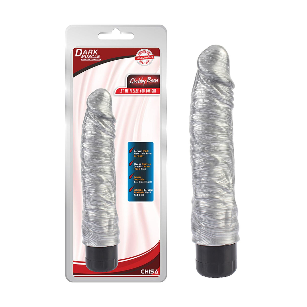 5-Wibrator realistyczny Chubby Beau Silver srebrny 22 cm DarkMuscle-5