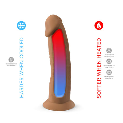 3-Dildo z cyberskóry Silexd Model 2 karmelowy 19 cm z przyssawką-3