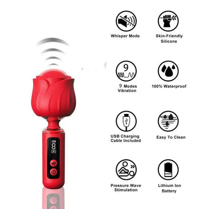 3-Wibrator Rose Magic silikonowy wodoodporny USB 12,5 cm-3