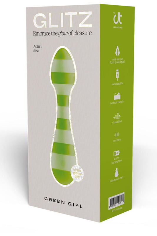 1-Wibrator wand Glitz Green Girl zielony USB 14,5 cm-1