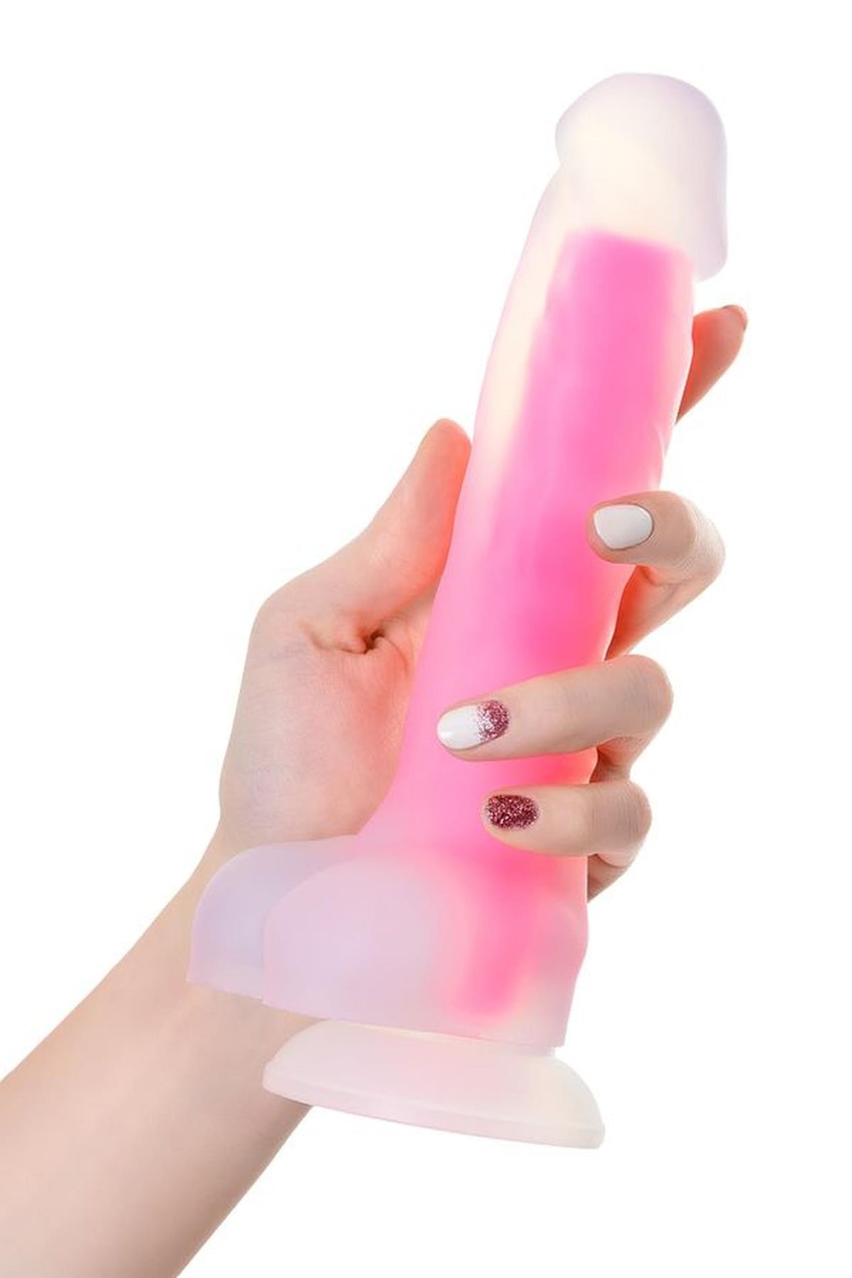 2-Dildo żelowe świecące Peter Glow Beyond różowe 16,5 cm-2
