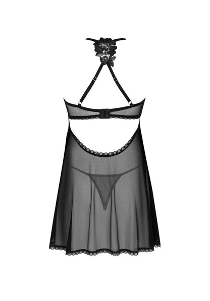 3-Zmysłowy babydoll i stringi Obsessive czarne XL/2XL-3