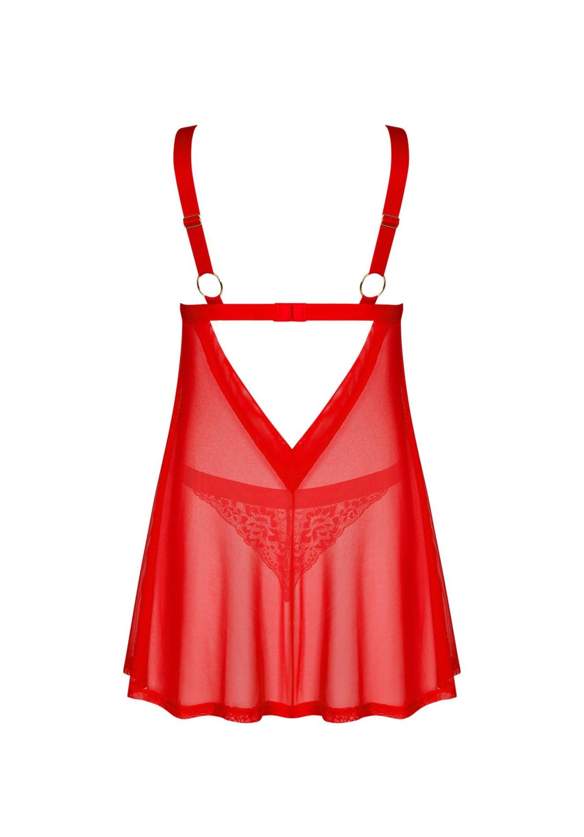 6-Koronkowe babydoll i stringi Elianes Obsessive czerwone XS/S-6