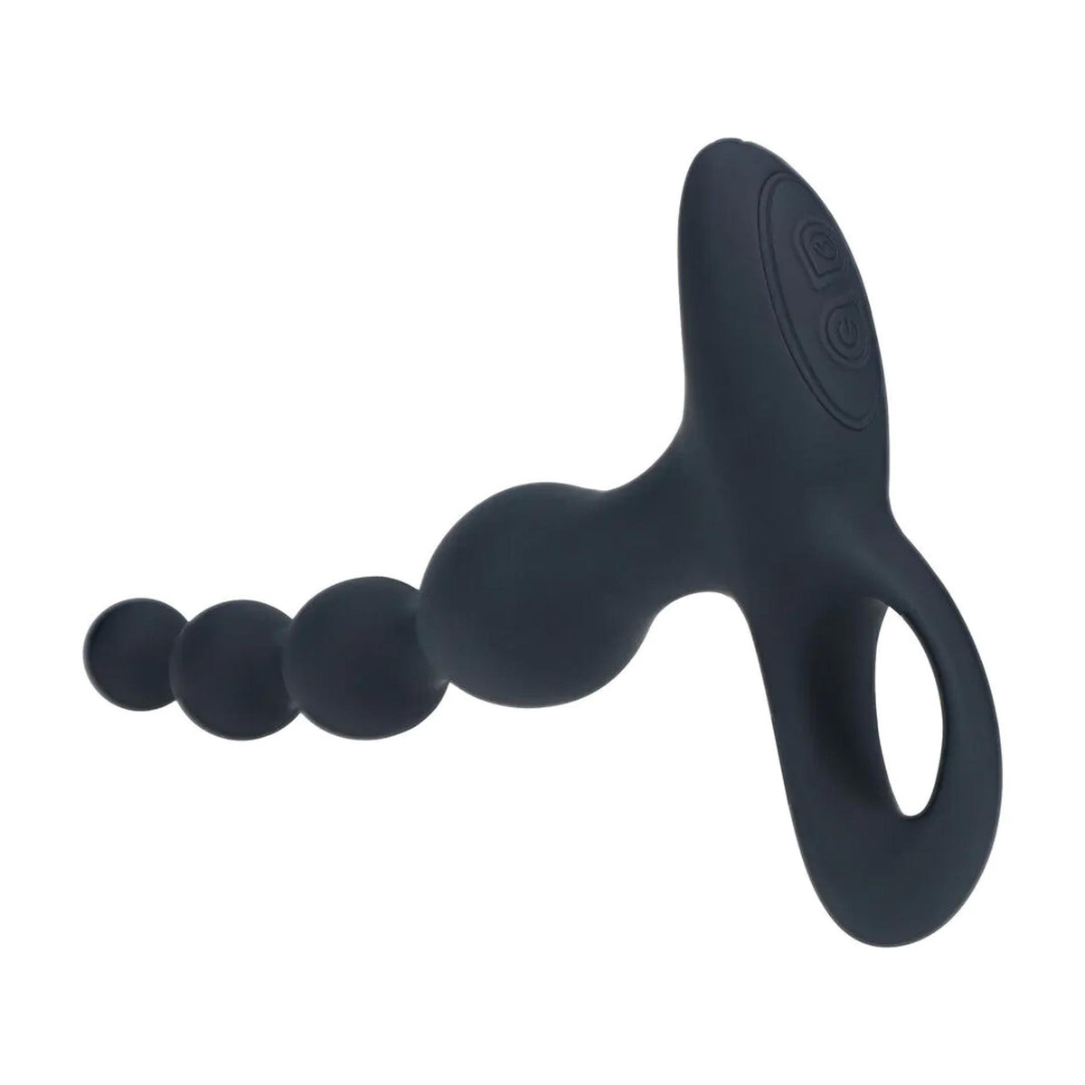 4-Wibrujący koralikowy korek analny silikonowy Levelz czarny 20 cm-4