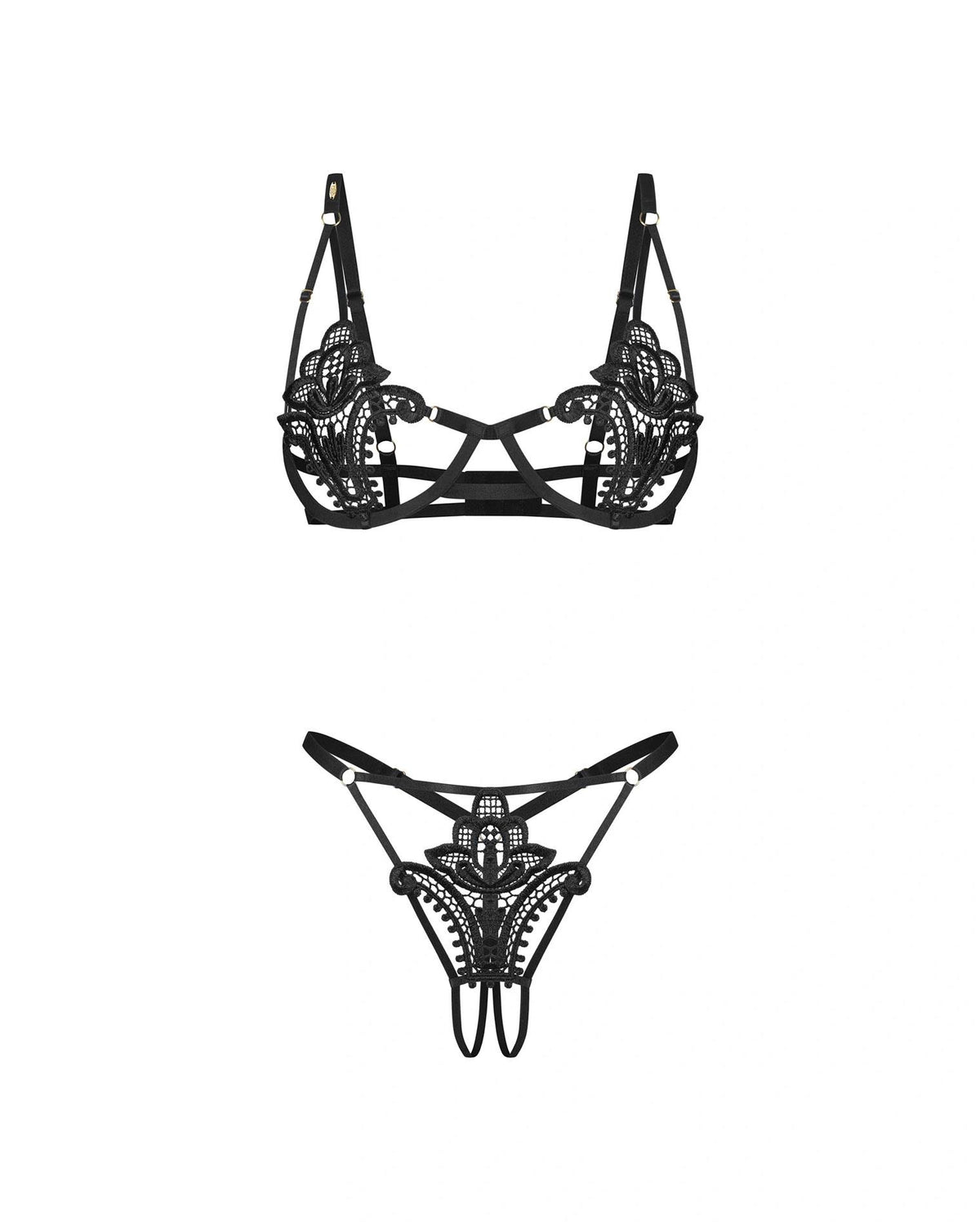 6-Komplet bielizny erotycznej Luise Sublim Black otwarty L/XL Obsessive-6