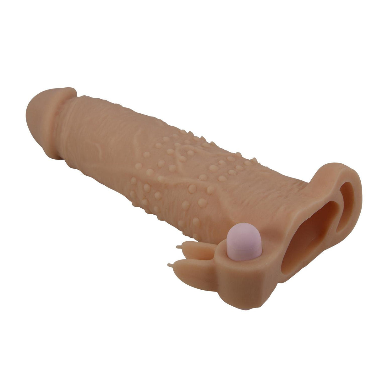 1-Wibrująca przedłużka na penisa Pretty Love 17 cm naturalna-1