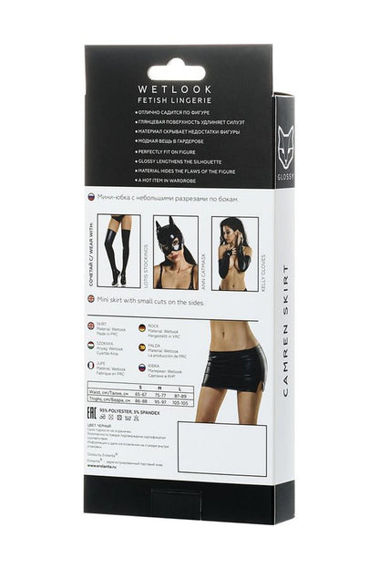 5-Mini spódniczka błyszcząca Wetlook Glossy CAMREN czarna S-5