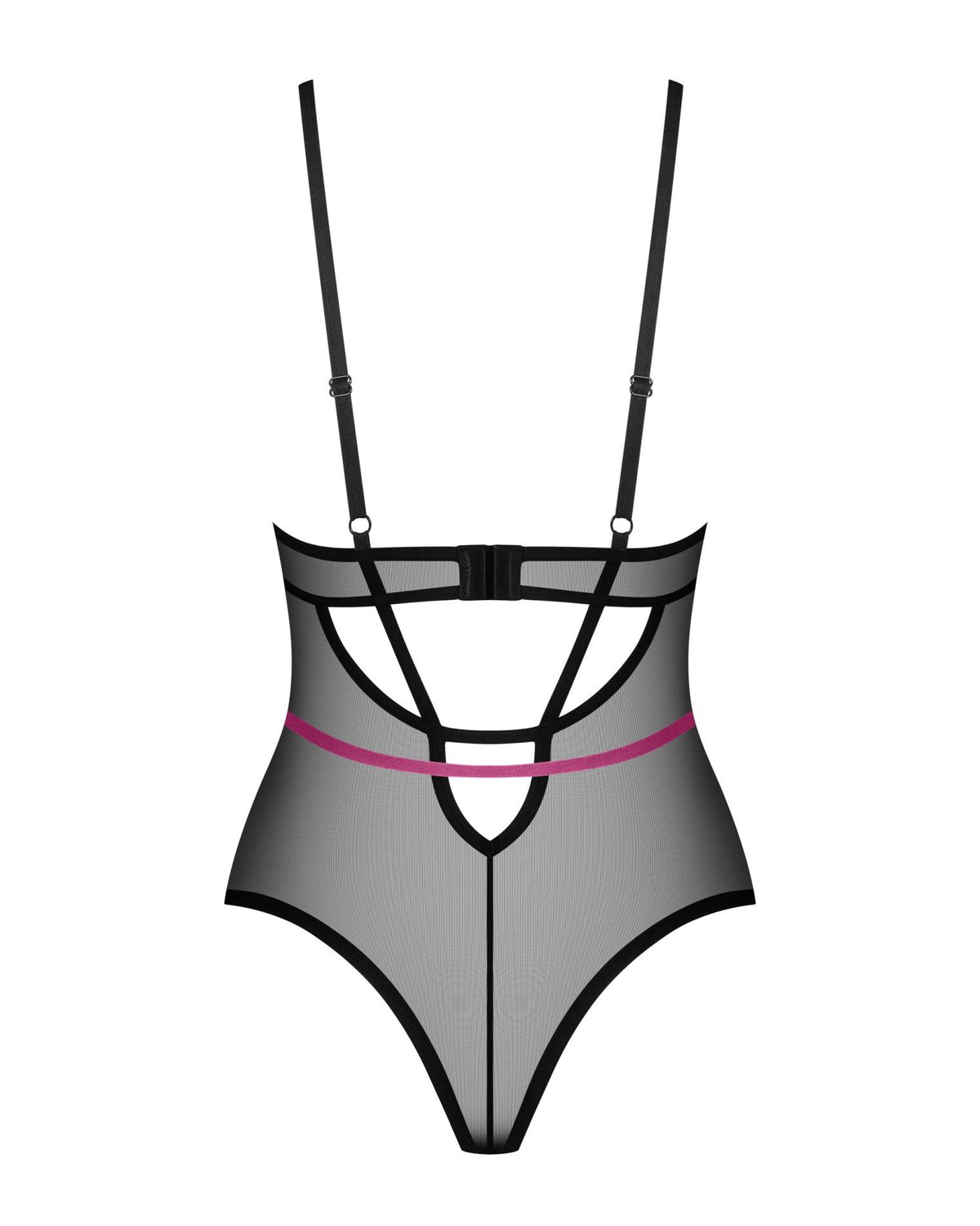 1-Body erotyczne Novenes Obsessive czarne z cyrkoniami XL 2XL-1