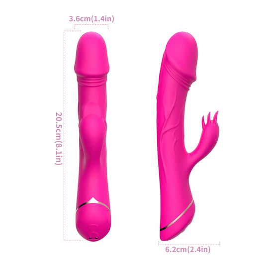 2-Wibrator króliczek Rubberco silikonowy różowoczerwony 9 wibracji-2