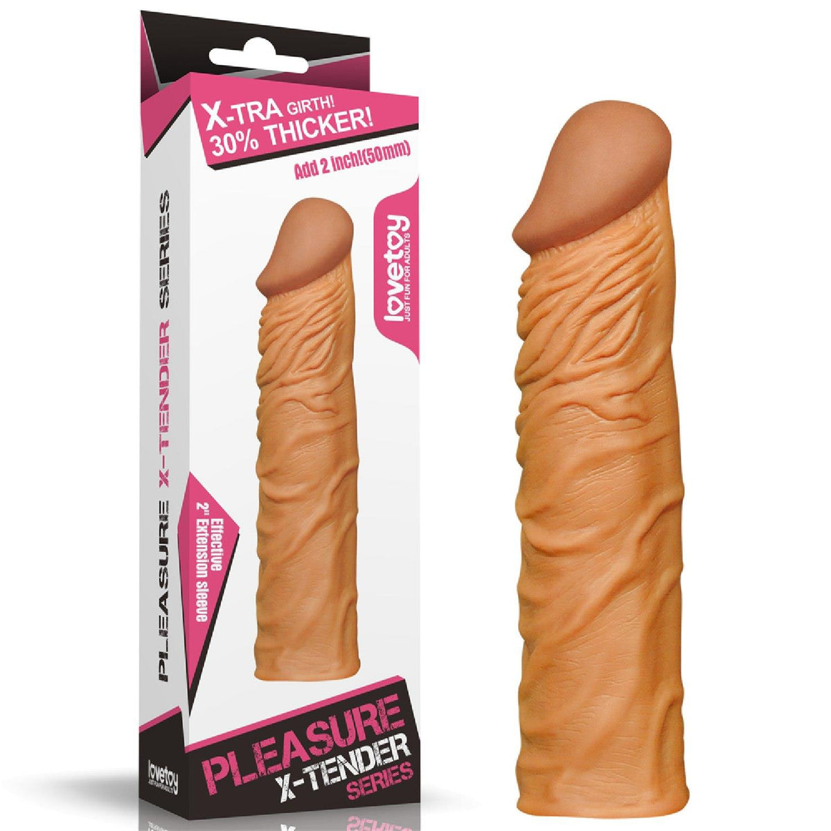 4-Add 2"" Pleasure X Tender Penis Sleeve Brown-4