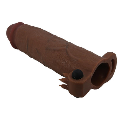 1-Wibrująca przedłużka na penisa Pretty Love Xerxes 22 cm ciemnobrązowa-1