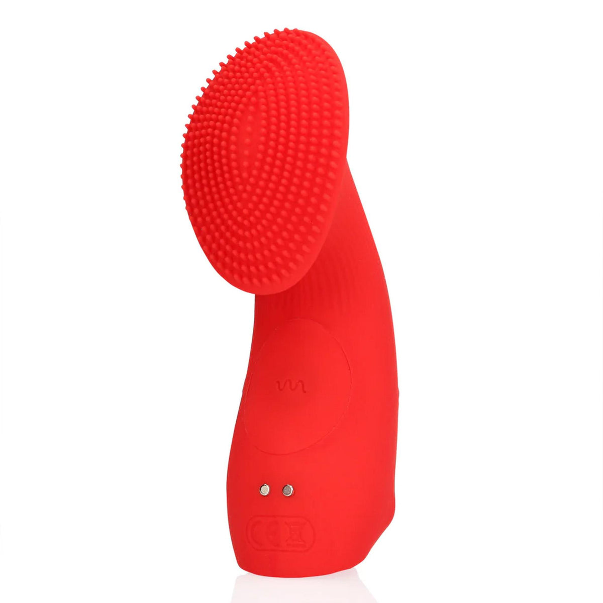 3-Mini wibrator na palec teksturowany Loveline czerwony 12 cm-3