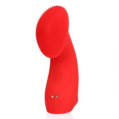 3-Mini wibrator na palec teksturowany Loveline czerwony 12 cm-3
