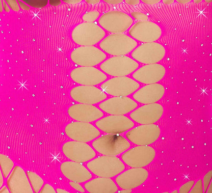 4-Body siatkowe Fantasy różowe z dżetami Cottelli-4