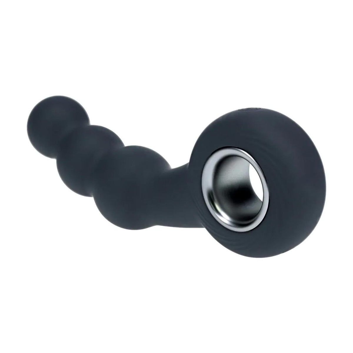 7-Masażer prostaty wibrujący koralikowy z pętlą silikonowy Levelz czarny 15cm-7
