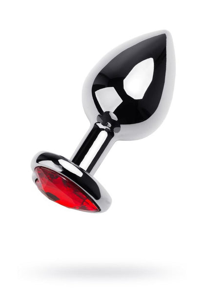 3-Korek analny metalowy TOYFA z czerwonym kryształkiem 8 cm-3