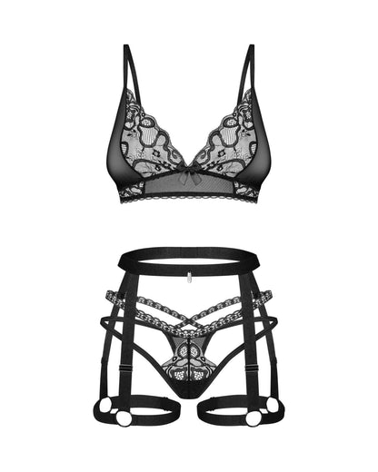 2-Komplet bielizny z uprzężą Blomentis Obsessive czarny M/L-2