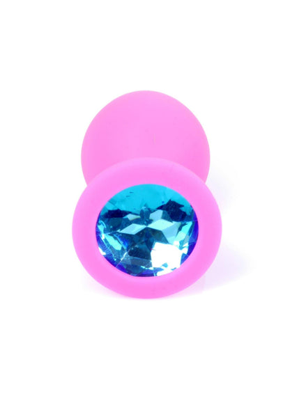 6-Korek analny silikonowy różowy z diamencikiem MyLove Toys 8 cm-6