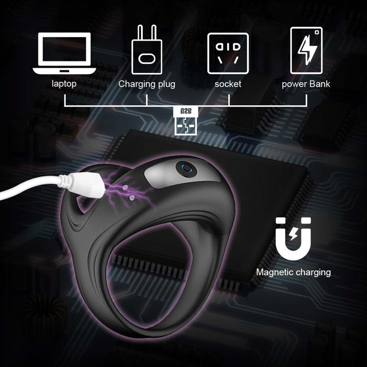5-Wibrujący pierścień erekcyjny Lovesecret Premium silikonowy wodoodporny USB-5