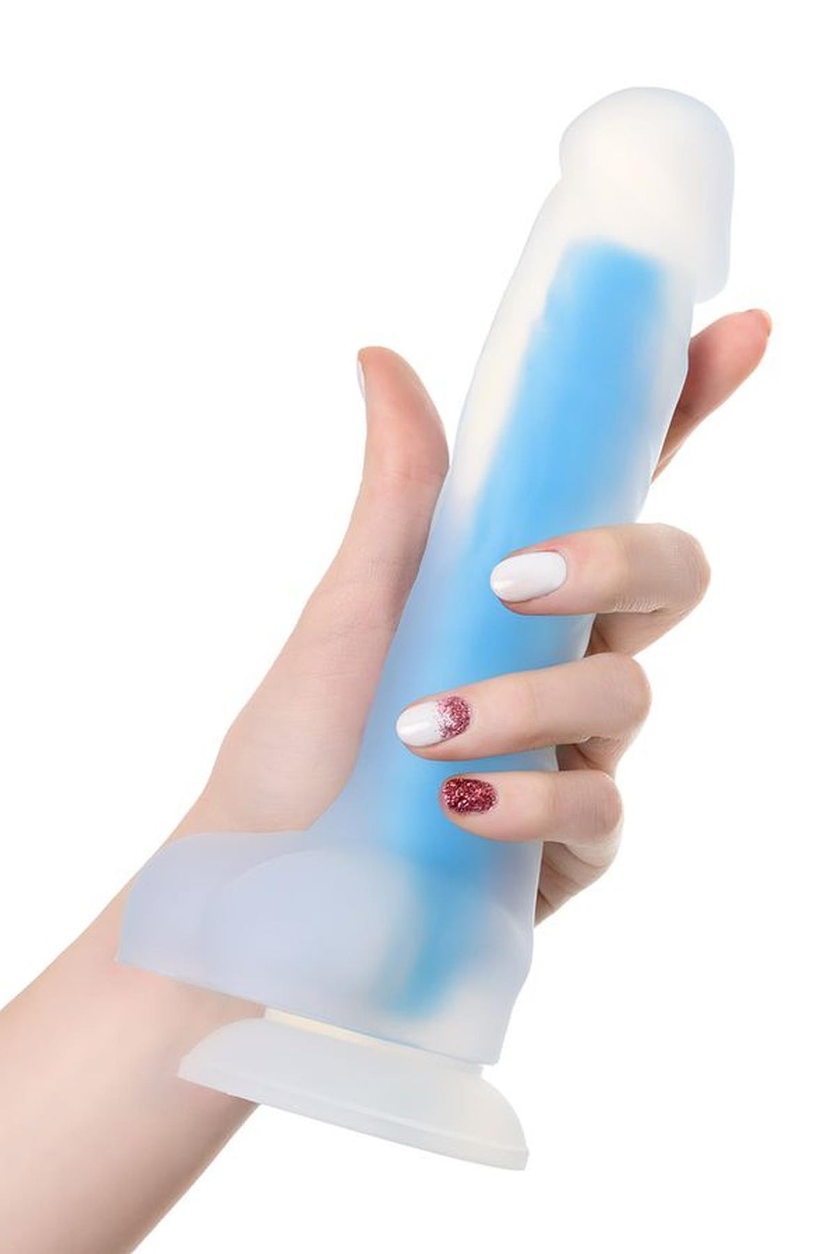 2-Dildo żelowe świecące Bruce Glow niebieskie 16,5 cm Beyond-2