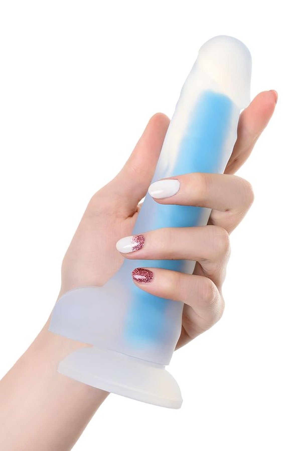 3-Dildo Matt Glow świecące w ciemności niebieskie 18 cm-3