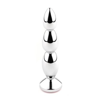 5-Długi metalowy korek analny z różowym kryształem HeavyFun 13,5 cm-5