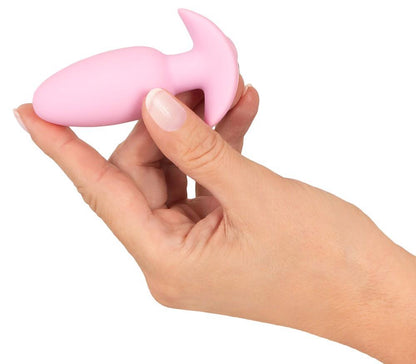 8-Korek analny wibrujący Cuties silikonowy różowy USB 8 cm-8