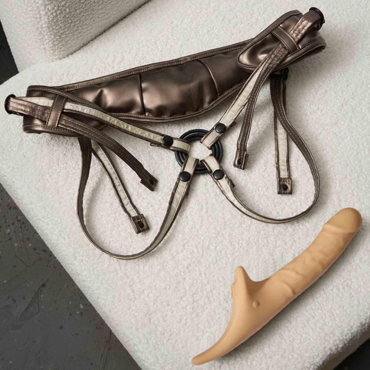 6-Realistyczne dildo Strap on me L waniliowe z pilotem-6