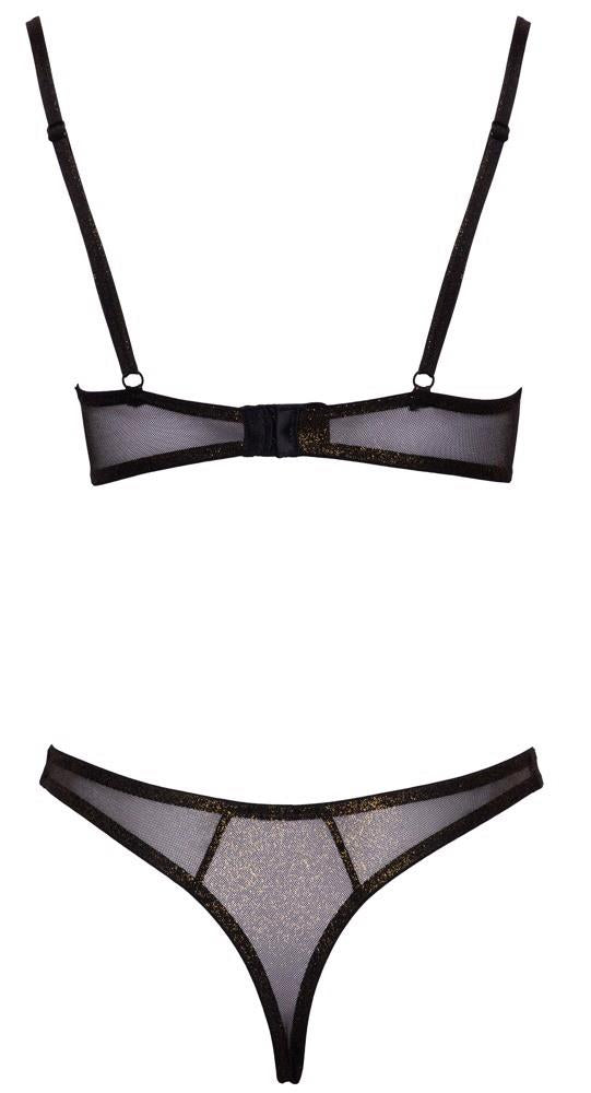 6-Komplet bielizny Cottelli LINGERIE czarny ze złotym brokatem 80C-6