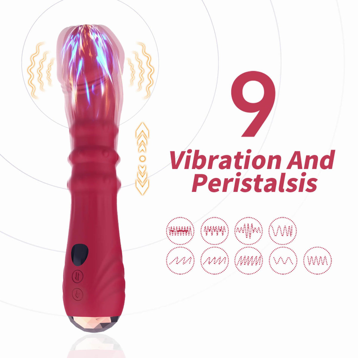 9-Wibrator punktu G Jackal czerwony z ruchami posuwistymi USB 22 cm-9